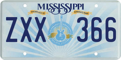 MS license plate ZXX366