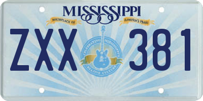 MS license plate ZXX381