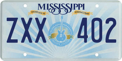 MS license plate ZXX402