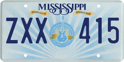 MS license plate ZXX415
