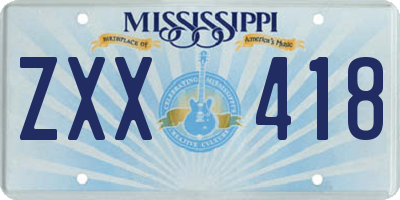 MS license plate ZXX418