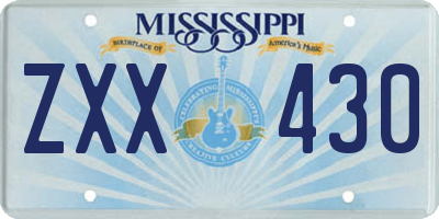 MS license plate ZXX430