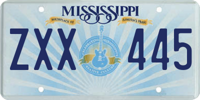MS license plate ZXX445