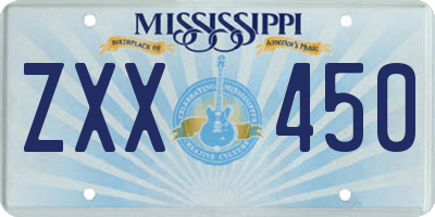MS license plate ZXX450