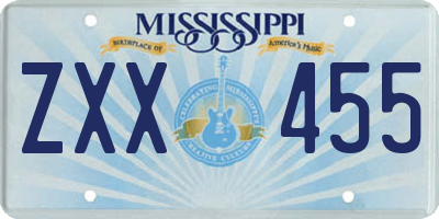 MS license plate ZXX455
