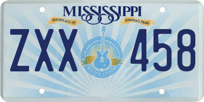 MS license plate ZXX458