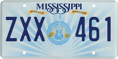 MS license plate ZXX461