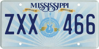 MS license plate ZXX466