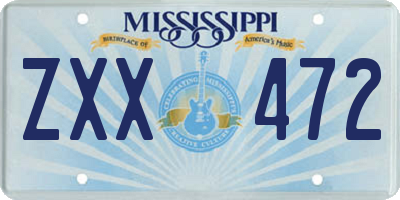 MS license plate ZXX472