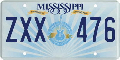 MS license plate ZXX476