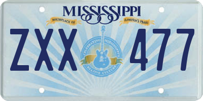 MS license plate ZXX477