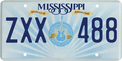 MS license plate ZXX488