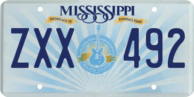 MS license plate ZXX492