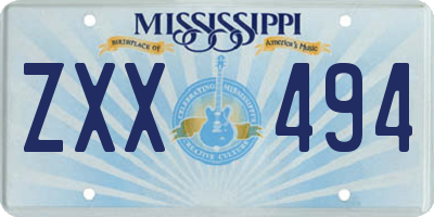 MS license plate ZXX494