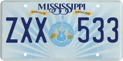 MS license plate ZXX533