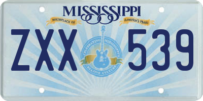MS license plate ZXX539