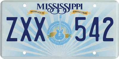 MS license plate ZXX542