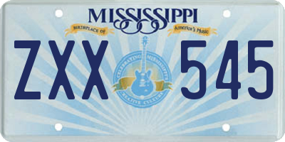 MS license plate ZXX545