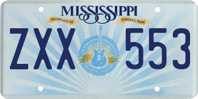 MS license plate ZXX553