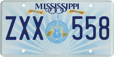 MS license plate ZXX558