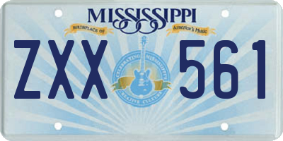 MS license plate ZXX561