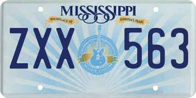 MS license plate ZXX563