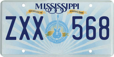 MS license plate ZXX568