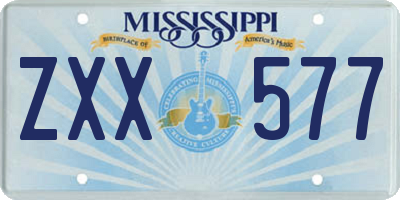 MS license plate ZXX577