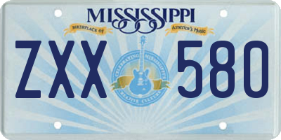 MS license plate ZXX580