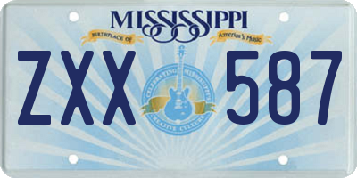 MS license plate ZXX587