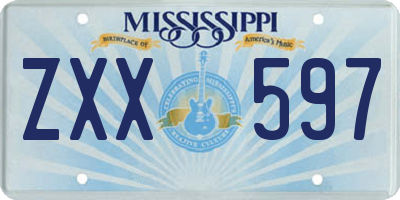 MS license plate ZXX597