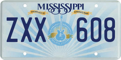 MS license plate ZXX608