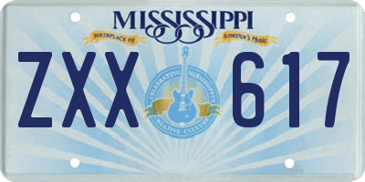 MS license plate ZXX617