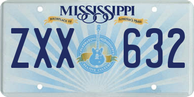 MS license plate ZXX632