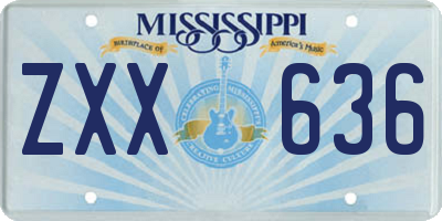 MS license plate ZXX636