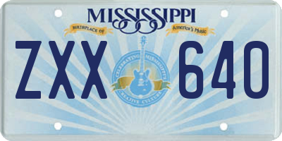 MS license plate ZXX640