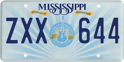 MS license plate ZXX644
