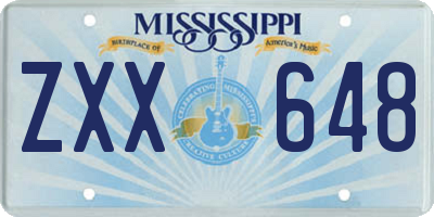 MS license plate ZXX648