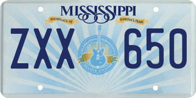 MS license plate ZXX650