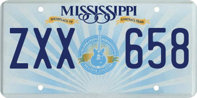 MS license plate ZXX658