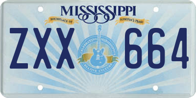 MS license plate ZXX664