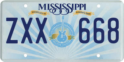MS license plate ZXX668