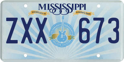 MS license plate ZXX673