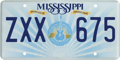 MS license plate ZXX675