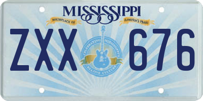 MS license plate ZXX676