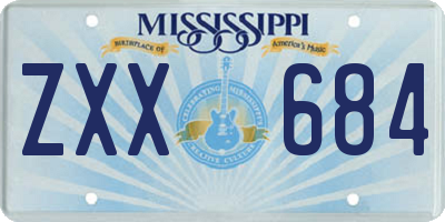 MS license plate ZXX684