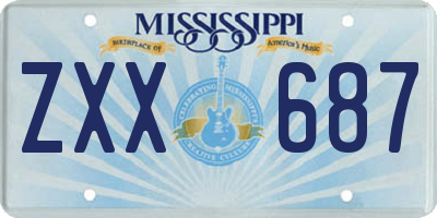 MS license plate ZXX687