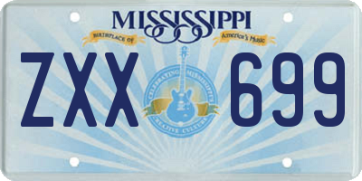 MS license plate ZXX699