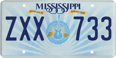 MS license plate ZXX733