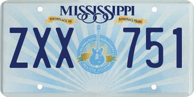 MS license plate ZXX751